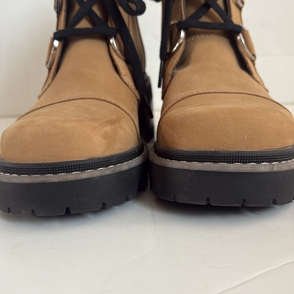 Sorel Jane Now lace up d-ring heel combat boot caribou buff waterproof boot - Picture 10 of 16